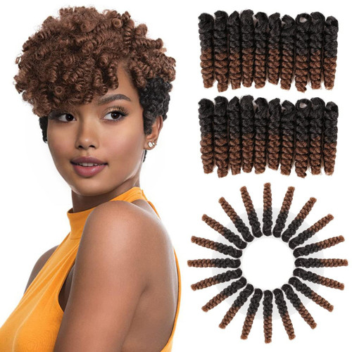 PHOCAS 10'' 3Packs Short Curly Crochet Hair Curl Jump Wand Jamaican Bounce Crochet Hair For Black Women(6MM 1B/30 Black to Blonde)