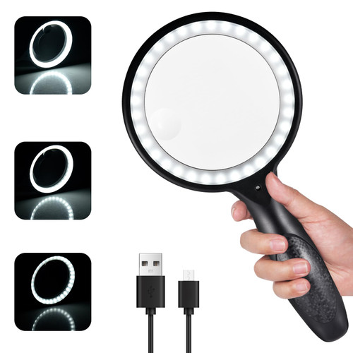 Magnifying Glass with Light, 30x 60x Magnifying Glass for Reading Lighted - 33 LEDs Magnifying Glass Magnifier Magnifier with Light