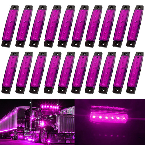 KEING Purple 3.8" 6 LED Trailer Marker Lights Sealed, LED Marker Lights Indicators Clearance Lamps 12V DC for Trucks Bus Trailer RV Cab Lorry Van UTV SUV Pickup Camper (20 Pack)