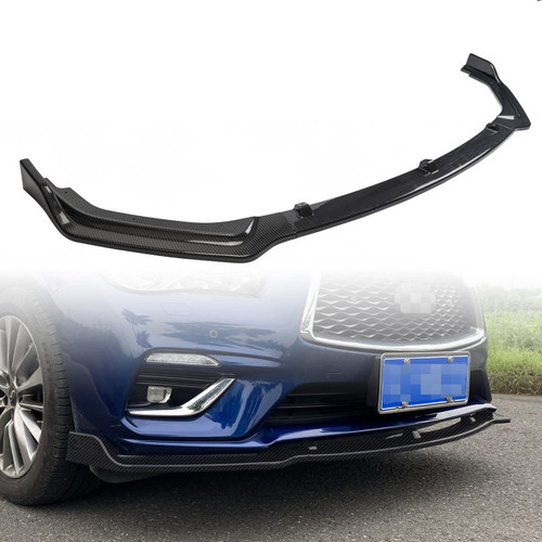 JOYOTO 3PCS Front Bumper Lip Splitter Fit for Infiniti Q50 2018 2019 2020 2021 2022, Base Sedan,JDM Style Air Dam Chin Spoiler Body Kit,Carbon Fiber Look
