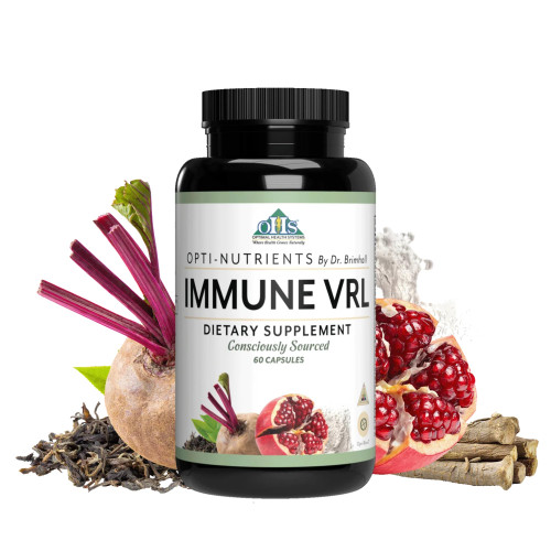 Optimal Health Systems Immune VRL | 7 Vitamin + 12 Nutrient Blend | Pomegranate Extract, Astragalus, Brocolli | Spleen, Thymus, Lymph, Tonsil & Parotid Support | 60 Capsules