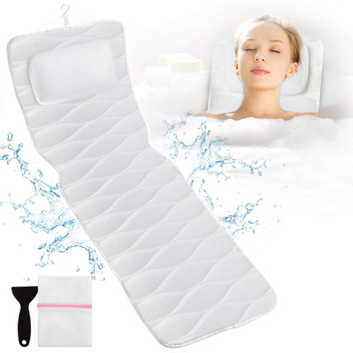 OMYSTYLE Full Body Bath Pillow, Bath Pillows for tub with Mesh Washing Bag & 21 Non-Slip Suction Cups, Spa Bathtub for Head Neck Shoulder and Back Support - 5D Air Mesh & Quick Drying OMYSTYLE Full Body Bath Pillow, Bath Pillows for tub with Mesh Washing Bag & 21 Non-Slip Suction Cups, Spa Bathtub for Head Neck Shoulder and Back Support - 5D Air Mesh & Quick Drying