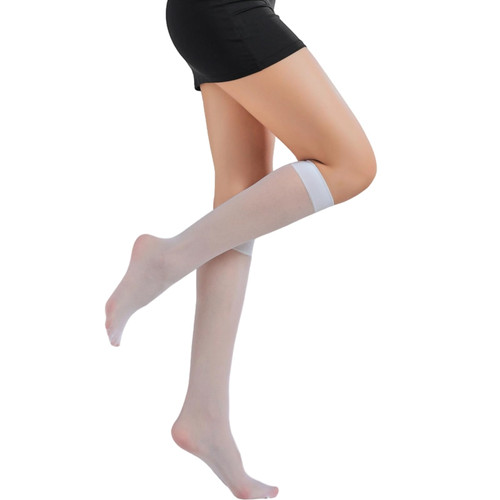 Verdancy Women’s 3 Packs 20D Sheer Knee High Socks Ultra Stretchable Plus Size Trouser Socks Over Calf Stockings (3 Pairs of White)