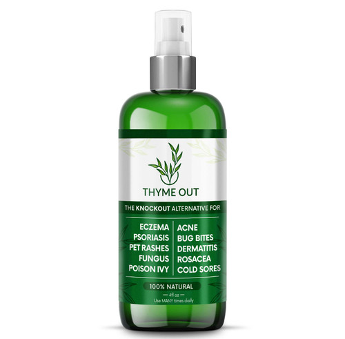 Thyme Out All Natural Eczema Treatment- Psoriasis Treatment - an All-in-One Solution for Acne, Dermatitis, Rosacea, Cold Sores, Bites, Poison Ivy - Anti-Itch Spray for Itchy Skin Relief 4oz