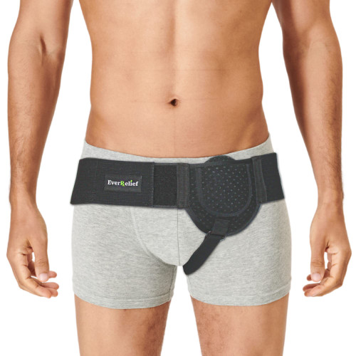 EverRelief Inguinal Hernia Belts for Men - Left or Right Side Adjustable Hernia Belt - Inguinal or Groin Strain Truss Perfect for Pre or Post Surgery Hernia Relief (Small/Medium)