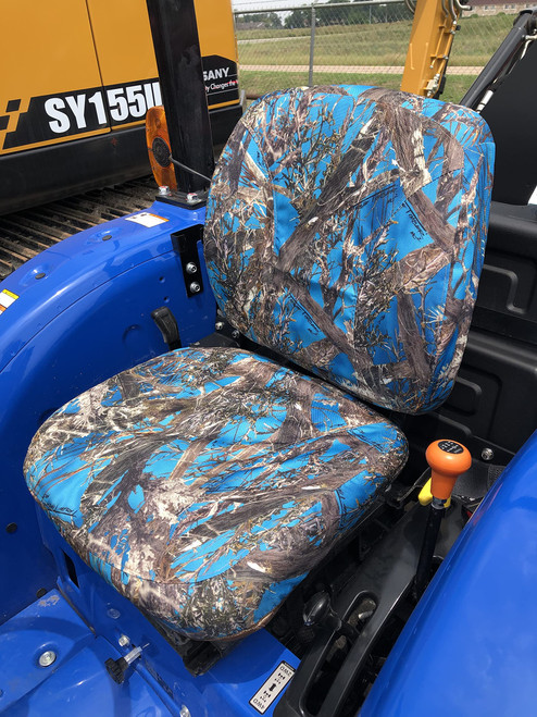 Durafit Seat Covers, Seat Covers for Tractor New Holland Workmaster 25,35 and 40 in Automotive Fabrics, Blue CAMO