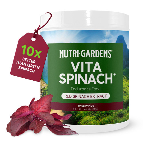 NutriGardens Vita Spinach Powder -Red Spinach Extract Nitric Oxide Booster -Supports Blood Pressure & Flow, Energy, Endurance, Pre Workout Performance Boost -Natural Superfood Supplement (30 Servings)
