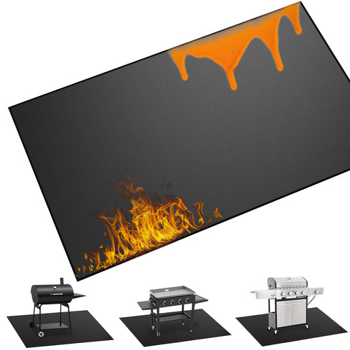 Techstarry 65 x 40 inch Heavy Duty Large Under Grill Mats for Outdoor Grill, Double-Sided Fireproof, Waterproof, Oil Proof Deck and Patio Protector, BBQ Mat Grill Floor Mats Fireplace Fire Pit Mat