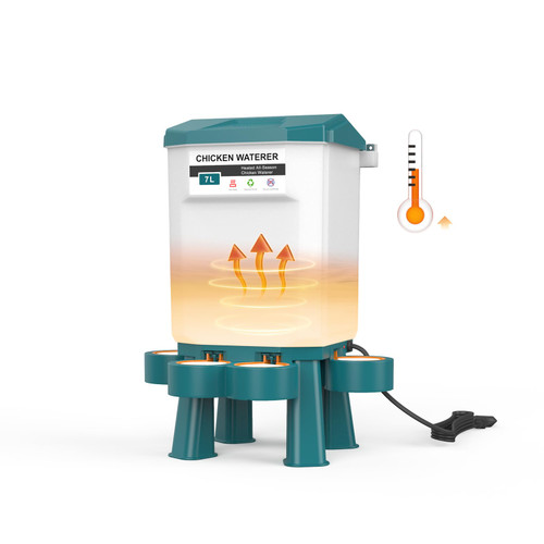 Automatic Heated Poultry Waterer, Thermostatically Controlled, Hanging Chicken Water (Blue, 7 Liter) Automatic Heated Poultry Waterer, Thermostatically Controlled, Hanging Chicken Water (Blue, 7 Liter)