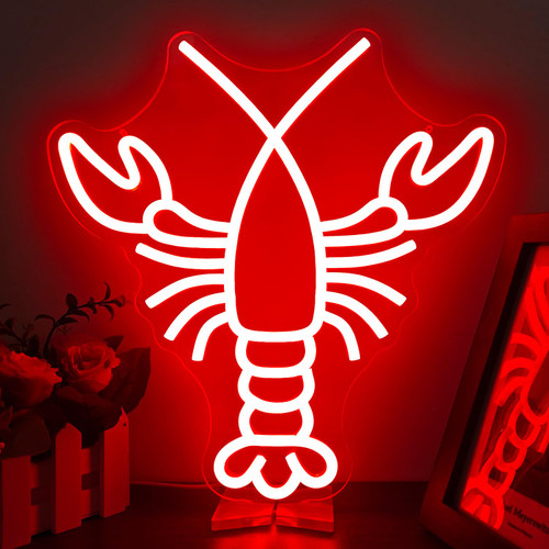 Lobster Neon Sign for Wall Decor Dimmable Crawfish party decorations Led Neon Sign for Bedroom Bar Neon Signs Neon Light Up Signs for Home Club Party Hotel Bar Restaurant Decor Gift