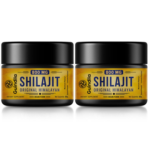 Guindila 800mg Shilajit Supplement-Shilajit Pure Himalayan Organic Shilajit Resin with Maximum Potency,Original from Himalayan with 85+Trace Minerals & Fulvic Acid for Focus & Energy,Immunity,2 Packs