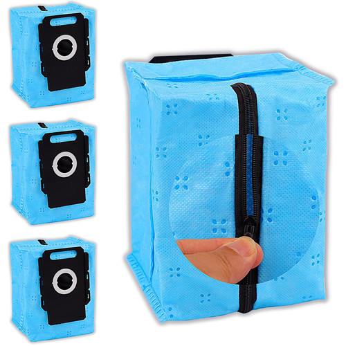 Frescares 4 Pack Reusable Vacuum Cleaner Bags for Roomba,Compatible with All iRobot Roomba Clean Base Automatic Dirt Disposal Bags i & s & j Series i1+, i3+, i4+, i5+, i7+, i8+, Combo j8+, j9+