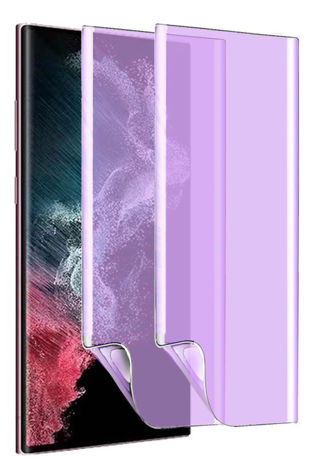 2 Pack Anti-Blue Light Screen Protector for Galaxy S22 Ultra [Not Glass],Eye Protection Blue Light Blocking Screen Protective Film Flexible TPU Full Coverage Hydrogel Film for S22 Ultra 6.8"