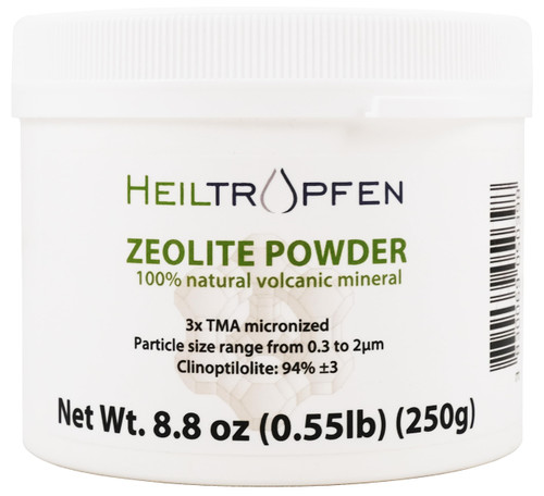 Zeolite Powder | 3X Activated | 0.55 Pound 250g | Ultra FINE Less-Than 2 µm | Clinoptilolite 94+-3% | Natural Mineral Dust | Heiltropfen®