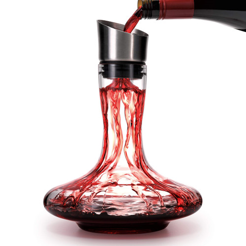 Wine Decanter Built-in Aerator Pourer, Wine Carafe, Red Wine Decanter,100% Lead-free Crystal Glass, Wine Hand-held Aerator, Wine Gift, Wine Accessories (Clear，Crystal)