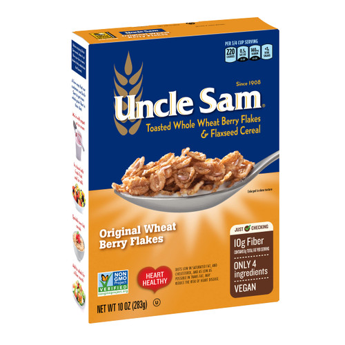 Uncle Sam Original Wheat Berry Flakes Cereal, Heart Healthy Cereal with Toasted Whole Wheat Berry Flakes and Flaxseed, Non-GMO Project Verified, 10 OZ Box Uncle Sam Original Wheat Berry Flakes Cereal, Heart Healthy Cereal with Toasted Whole Wheat Berry Flakes and Flaxseed, Non-GMO Project Verified, 10 OZ Box