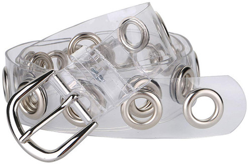 INOGIH Plastic-Grommet-Belt Clear-Waist-Belt with Pin-Buckle for Women (Transparent)