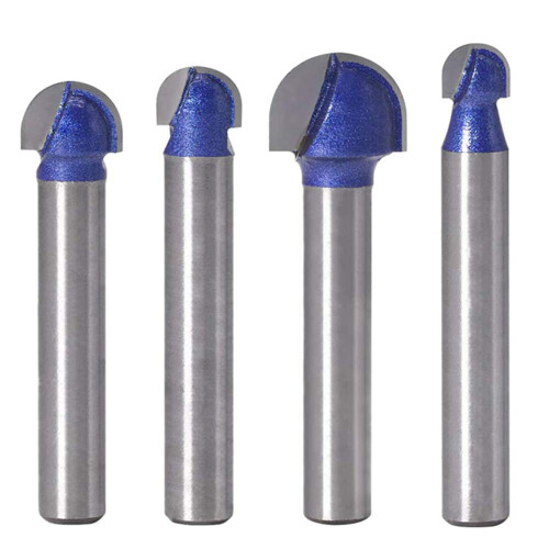 Eyech 4pc Core Box Router Bit Set Carbide 1/4 Inch, Round Nose Cove Box Router Bits Set Woodworking Milling Cutter 1/4",5/16" ,3/8",1/2"