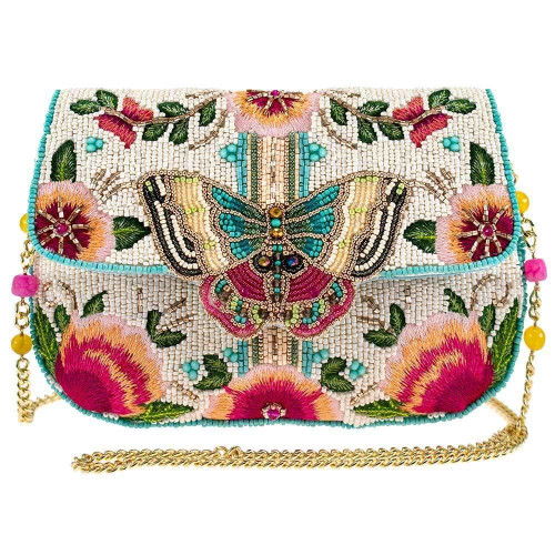 Mary Frances Dream Chaser Beaded Butterfly Crossbody Clutch – Cell Phone Bag with Magnetic Closure for Travel, Weddings, Parties – Multicolor