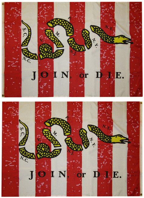 Sons of Liberty Don't Tread On Me Join Or Die Premium Quality Heavy Duty Double Sided 100D Woven Poly Nylon Flag 3x5 3'x5' Banner Grommets (RUF)