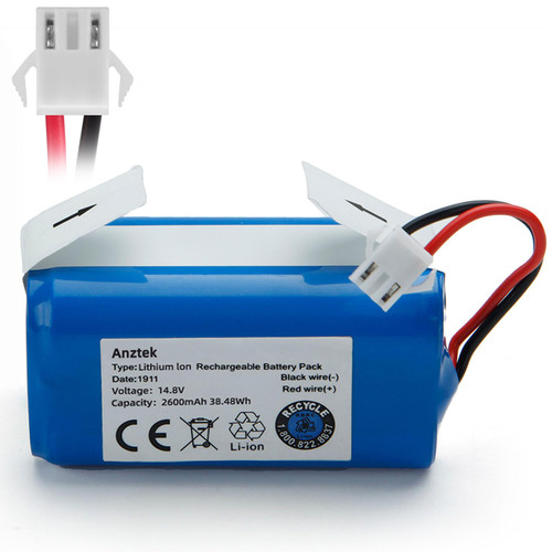 Anztek 3 Prong Plug Replacement Battery, Replace/Compatible for Shark ion RVbat700 Battery, Fit for rv700, rv720, rv725, rv750 Vacuum Models, 14.8V 2600mAh Rechargeable (3 Prong Plug)