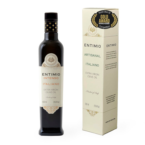 Entimio Intenso Organic Italian Extra Virgin Olive Oil from Italy, 900+ mg/kg High in Polyphenols, 2025 Gold Winner, Puglia Early Harvest evoo, Cold Extracted, Lab Tested - 16.9 fl oz