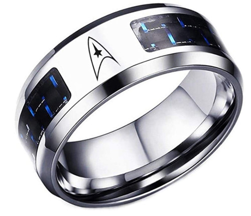 Star Scifi Trek Original Command Symbol Blue Carbon Finger Ring (12)