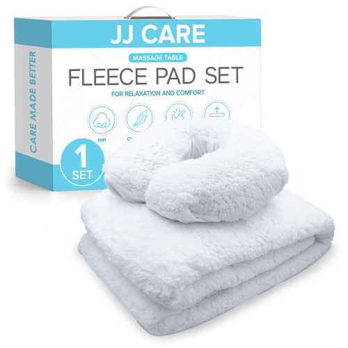 JJ CARE Massage Table Fleece Pad Set Includes a 30" x 72" Pad and Face Rest Cover, 570GSM Thick Fleece Massage Table Cover, Massage Table Pad, Massage Table Sheepskin, Massage Table Fleece Sheets