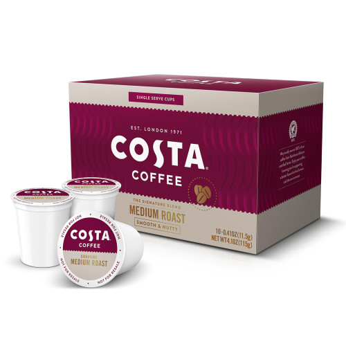 Costa Coffee Medium Roast Single Serve Pods - Signature Blend - 10 ct Box