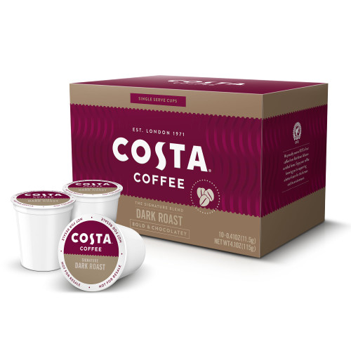 Costa Coffee Dark Roast Single Serve Pods - Signature Blend - 10 ct Box