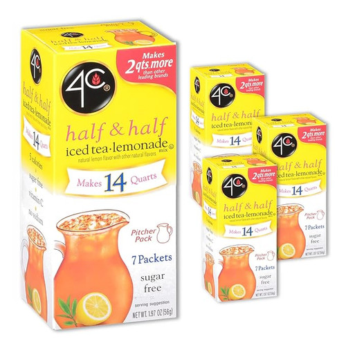 ON SALE!-4C Powder Drink Mix, Sugar Free Pitcher Packs, Refreshing Water Flavorings, Makes 2 Quarts Each Packet (Lemonade, 7 Count)