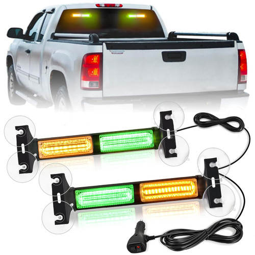 Nilight 40LED Amber Green Emergency Strobe Traffic Advisor Light Bar with Suction Cups Dash Safety Warning Hazard Flashing Lights Interior Front/Rear Windshield for Trucks Construction Vehicles
