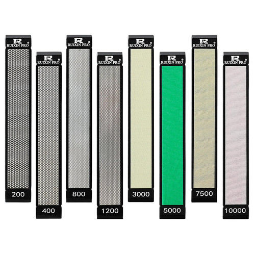 RUIXIN PRO 8 Pcs Diamond Knife Sharpening Stones for RUIXIN PRO RX-008 RX-009 Knife Sharpener Fixed - Angle Kit, Professional Whetstone Set With Base: 200/400/800/1200/3000/5000/7500/10000 Grit