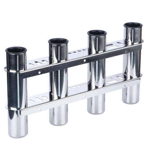 4 Rod Fishing Rod Rack for Boat, Stainless Steel Rod Holder 4 Tubes Linked Fishing Pole Holder for Boat Marine