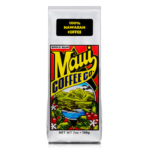 Maui Coffee Company 100% Hawaiian Coffee, Whole Bean (7 oz. Bag) - Dark Roast w Bold Clean Bright Full-Bodied Flavor - Grown & Small Batch Roasted in Hawaii
