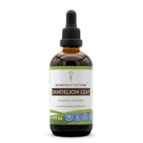 Secrets of the Tribe Dandelion Leaf Tincture Alcohol Liquid Extract, Dandelion (Taraxacum Officinale) Dried Leaf 4 FL OZ