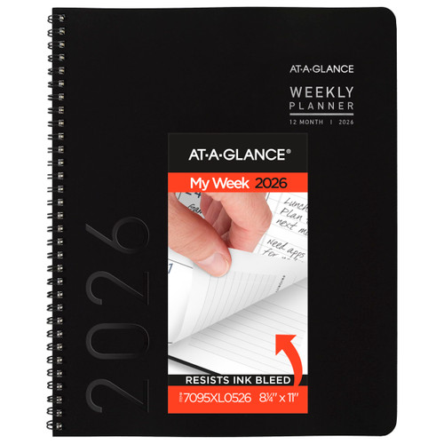 AT-A-GLANCE 2026 Planner, Weekly & Monthly, 8.25" x 11", Large, Contemporary Lite, Black (7095XL0526)