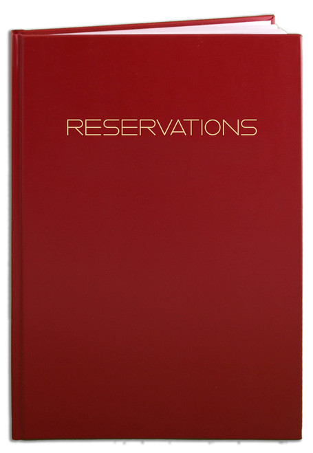 BookFactory Restaurant Reservations Book, 365 Day Table/Dinner Reservations, 408 Pages, 8 7/8'' x 13 1/2'' Red Imitation Leather, Section Sewn Hardbound (Made in USA)