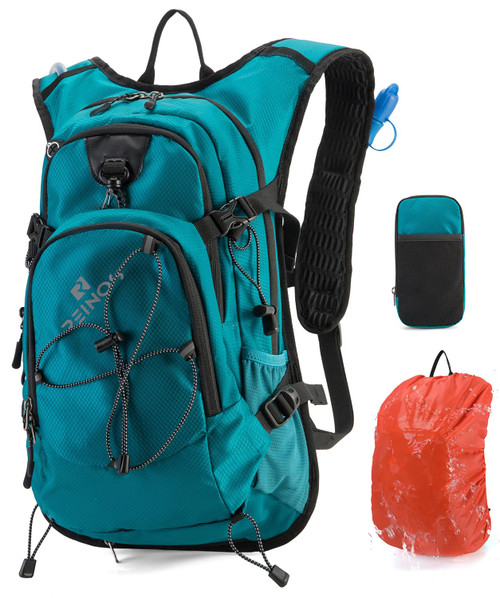 Hydration Backpack Pack with 2L Water Bladder 18L Hiking Backpack Women Men Lightweight Hydropack Insulated Daypack for Biking, Running, Festival (Emerald)