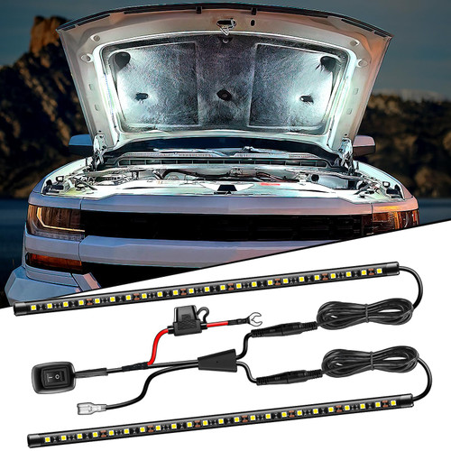 Nilight 2pcs Under Hood Light Strip 42LED Waterproof Underhood Work Light with On/Off Switch Blade Fuse Engine Bay Repair Light White 12V for Car Truck SUV