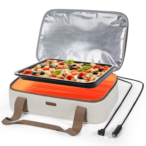 TOURIT Food Warmer Heated Casserole Carrier Electirc 12V 110V Portable Food Warmer Insulated Casserole Carrier for Fits 9" x 13" Baking Dish
