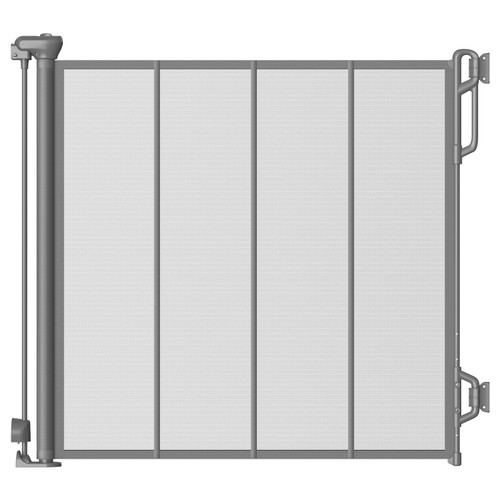 SPACEANY Reinforced Retractable Baby Gate, Mesh Dog Gate, Child Safety Gate for Doorways, Stairs, Hallways, Indoor/Outdoor, Wide Openings -33.5" Tall, Width up to 55" Gray