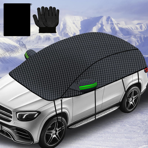 COFSODI Car Windshield Snow Half Cover, Winter External Accessory for Snow and Ice, Sunroof Rain Cover, Summer Sun Shade, Essential Outside dust Cover, Protects Side Windows, All-Season use (157 in)