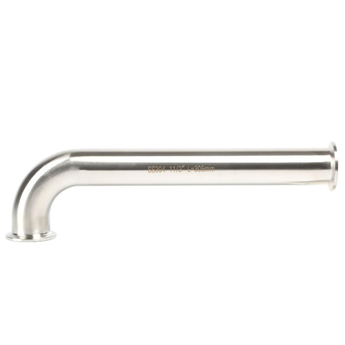 QiiMii Extended Clamp Elbow Sanitary SS304 90 Degree Tri Clamp Pipe Ferrule (1.5" Pipe OD), L=305MM