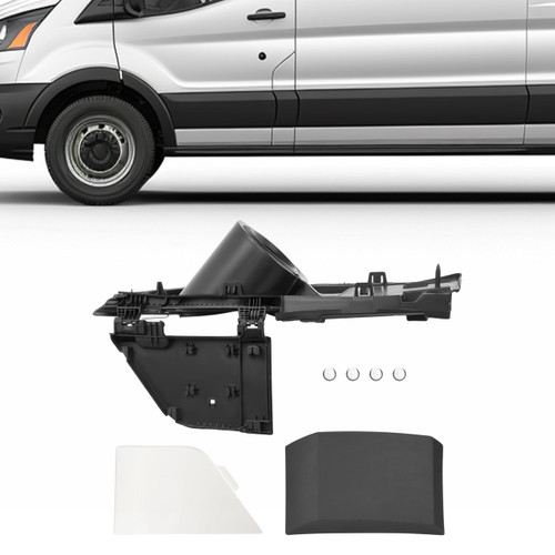 HECASA Fuel Gas Filler Pocket Housing Hinge Door Cover Kit Compatible with 2015-2023 Ford Transit Van 150 250 350 HD Replacement for CK4Z-5427936-J CK4Z-61405A26-B (Housing+White Cover+Door Molding)