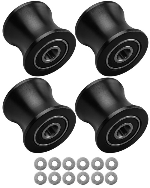 Exercise Roller Wheels Set Fit for Total Gym DLX DLX II III Adv DLX Pilates Pilates Pro 2500 3000 4000 570 2000, 4Pcs Fitness Exercise Equipment Replacement Wheels with 12Pcs Gaskets
