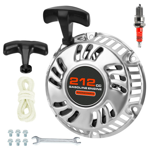 XIKOBY Mini Bike Pull Start Assembly Recoil Starter Compatible with Predator 212cc 196cc Coleman CT200U CT200U-EX BT200X KT196 Go Kart GX160 6.5HP OHV Engine Lawn Mower Generator Parts Galvanized