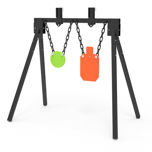 KNINE OUTDOORS AR500 Steel Target for Shooting Target Stand System Kit, 3/8" Thick 7"x 12" Silhouette Targets, 3/8" Thick 6" Gong Targets (Height-Adjustable Style)