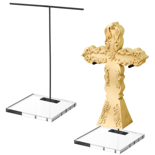 RattanView 2 Pcs Metal Artifact Display Stand with Acrylic Base 8 Inch Adjsustable Mask Display Stand Puppet Sculpture Wand Holder for Figurines Ushabtis Egyptian Pre Columbian Roman Greek Statues