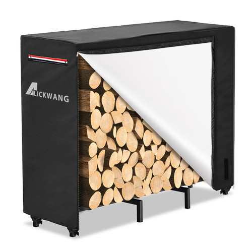 Alickwang 4ft Firewood Rack Cover,Heavy Duty 600D Waterproof Outdoor Firewood Storage Cover,All Weather Protection Outdoor Wood Rack Cover.24 x 48 x 42 Inch(Cover Only)